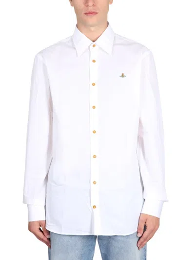 VIVIENNE WESTWOOD SHIRT WITH SUBTLE ORB EMBROIDERY AND TAILORED FIT
