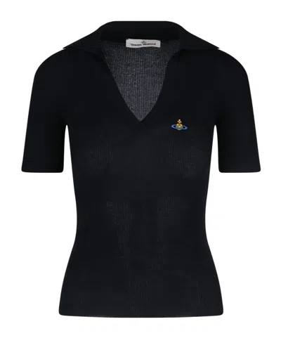 VIVIENNE WESTWOOD VIVIENNE WESTWOOD ORB EMBROIDERED KNIT TOP