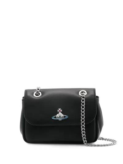 VIVIENNE WESTWOOD SMALL ORB-PLAQUE LEATHER SHOULDER BAG