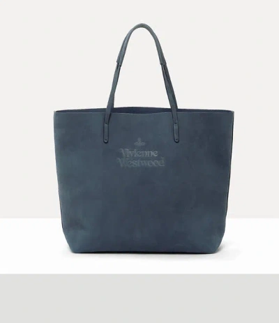 VIVIENNE WESTWOOD STUDIO SHOPPER NUBUCK LEATHER DENIM-BLUE