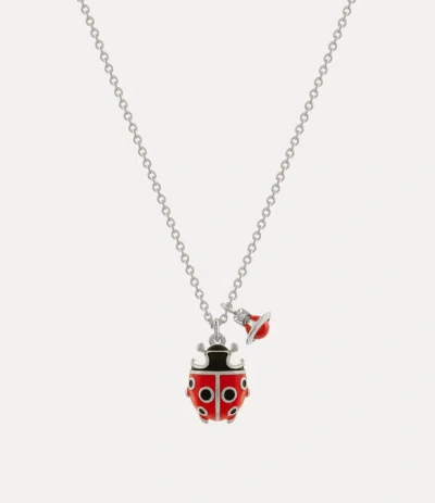 VIVIENNE WESTWOOD SYLVANA PENDANT NECKLACE PLATINUM-RED-BLACK-ENAMEL PLATINUM-RED-BLACK-ENAMEL WOMEN