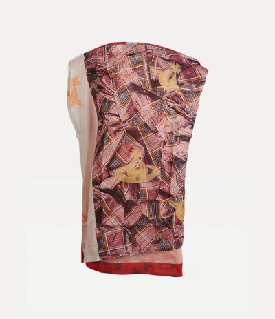 VIVIENNE WESTWOOD TARTAN ORB BEACH TOP TARTAN DRAPPED ORB ORANGE OS-U UNISEX