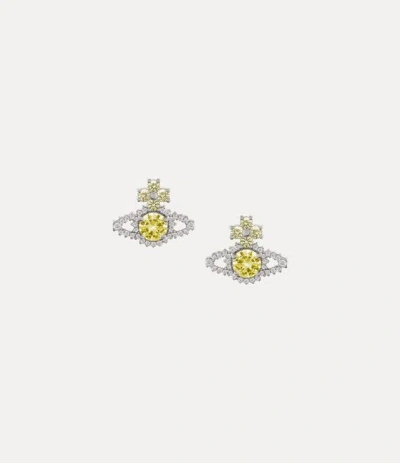 VIVIENNE WESTWOOD VALENTINA ORB EARRINGS -PLATINUM-YELLOW-WHITE-CZ -PLATINUM-YELLOW-WHITE-CZ WOMEN