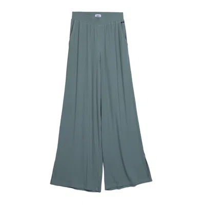 VÆNN WOMEN'S GREEN PULL ON WIDE LEG RIB PANT AGAVE