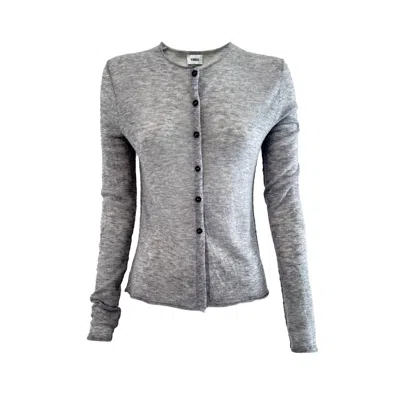 VÆNN WOMEN'S GREY NASSAU SHEER CROP CARDY CLOUD MELANGE