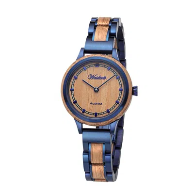 WAIDZEIT WOMEN'S BLUE / BROWN PETITE BLEU WATCH WITH WOODEN STRAP