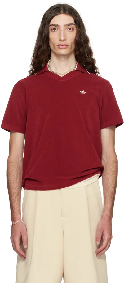 WALES BONNER BURGUNDY ADIDAS ORIGINALS EDITION TERRY POLO