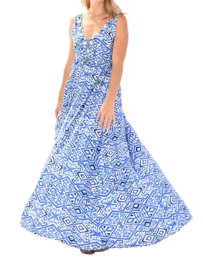 WALKER & WADE VENUS DRESS IN DARK BLUE IKAT