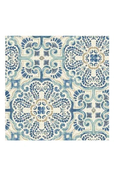 WALLPOPS WALLPOPS BLUE FLORENTINE TILE PEEL & STICK VINYL WALLPAPER