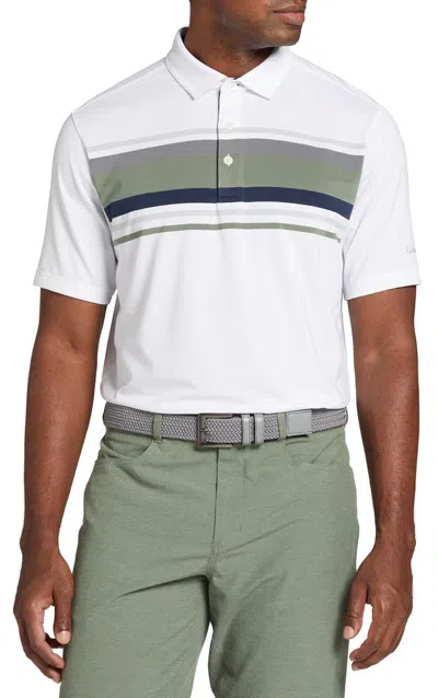 WALTER HAGEN PERFORMANCE 11 MEN'S WHITE STRIPE PULLOVER GOLF SHIRT SRT303