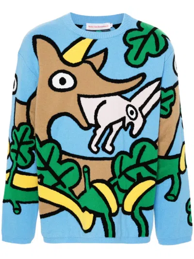 WALTER VAN BEIRENDONCK WISDOM INTARSIA-KNIT WOOL JUMPER