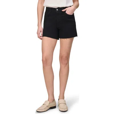 WARP & WEFT WARP+WEFT VVI RAW HEM HIGH WAIST RELAXED FIT DENIM SHORTS