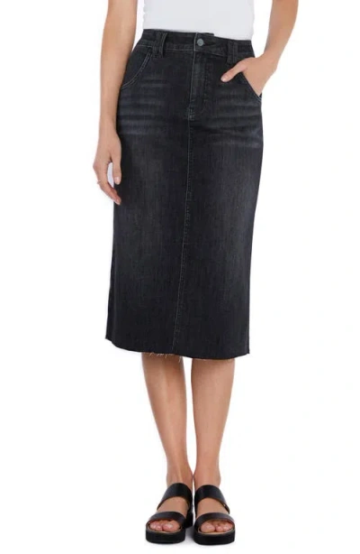WASH LAB DENIM WASH LAB DENIM ADORE RAW HEM DENIM MIDI SKIRT