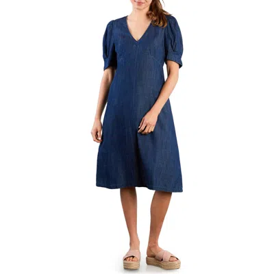 WASH LAB DENIM WASH LAB DENIM BLOSSOM PUFF SLEEVE DENIM DRESS
