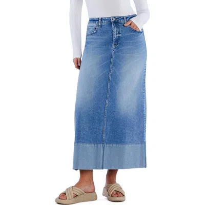 WASH LAB DENIM WASH LAB DENIM CUFFED DENIM MAXI SKIRT