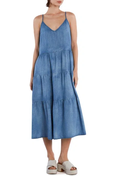 WASH LAB DENIM WASH LAB DENIM FELICITY FLOUNCE TIERED DENIM DRESS