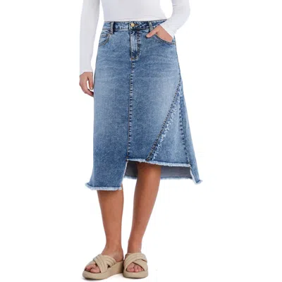 WASH LAB DENIM WASH LAB DENIM FRAY TWO STEP DENIM SKIRT