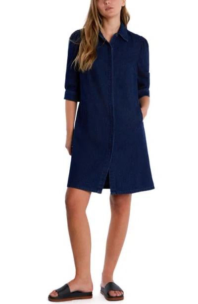 WASH LAB DENIM WASH LAB DENIM PUFF SLEEVE DENIM SHIRTDRESS