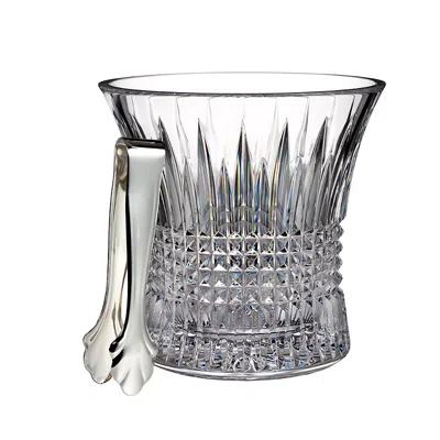 WATERFORD LISMORE DIAMOND ICE BUCKET WITH TONGS