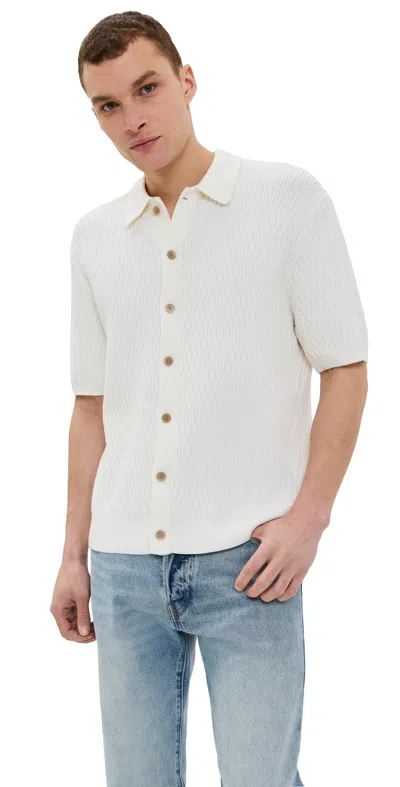 WAX LONDON HONEYCOMB CABLE TELLARO SHIRT ECRU