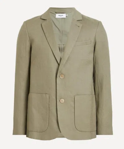 WAX LONDON WAX LONDON MENS FINTRY KHAKI LINEN BLAZER