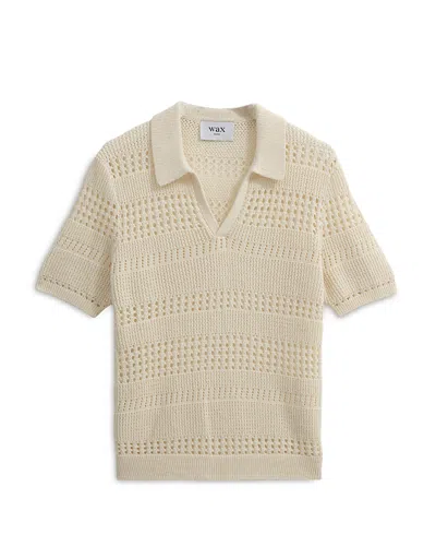 WAX LONDON SIENA STRIPED OPEN KNIT POLO SWEATER
