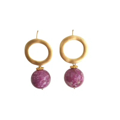WAY TO CHIC WOMEN'S PURPLE / GOLD IMPERIAL JASPER PURPLE EARRINGS