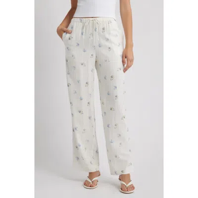 WAYF WAYF BLAKE SHELL PRINT LINEN BLEND DRAWSTRING PANTS