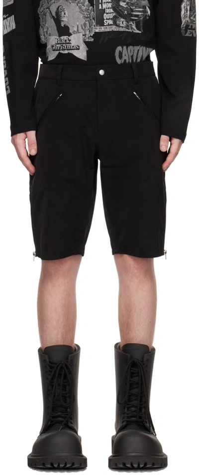 WE11 DONE BLACK BIKER SHORTS