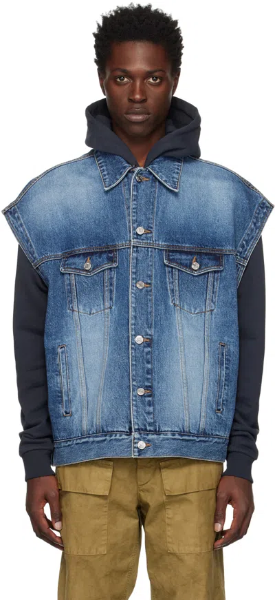 WE11 DONE BLUE OVERSIZED TRUCKER DENIM VEST