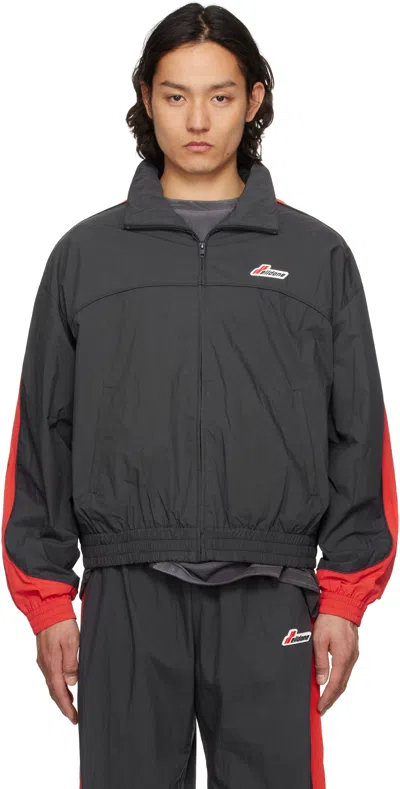 WE11 DONE GRAY & RED SELLDONE COLORBLOCK TRACK JACKET