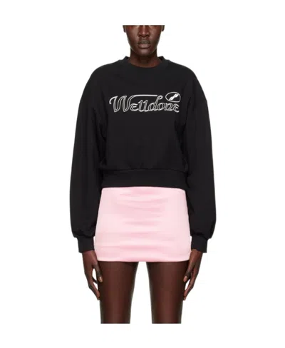 WE11 DONE LOGO-PRINT CROPPED SWEATSHIRT