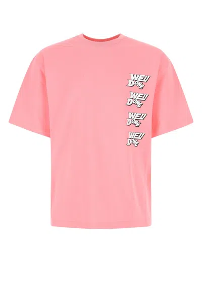 WE11 DONE PINK COTTON OVERSIZE T-SHIRT