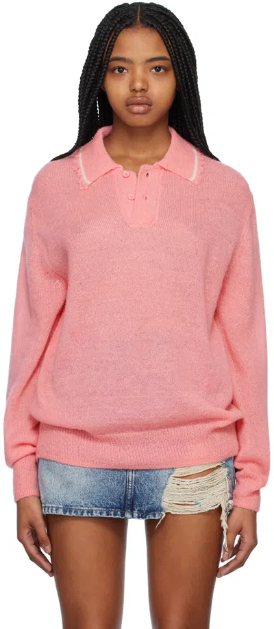 WE11 DONE PINK DESTROYED POLO