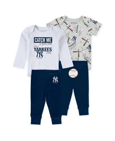 WEAR BY ERIN ANDREWS BABY BOYS AND GIRLS 3-PIECE NEW YORK YANKEES TURN ME AROUND BODYSUIT AND PANTS SET