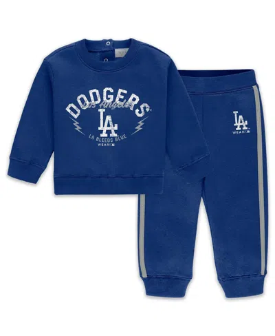 WEAR BY ERIN ANDREWS NEWBORN 2-PIECE ROYAL LOS ANGELES DODGERS FLEECE CREWNECK AND PANTS SET