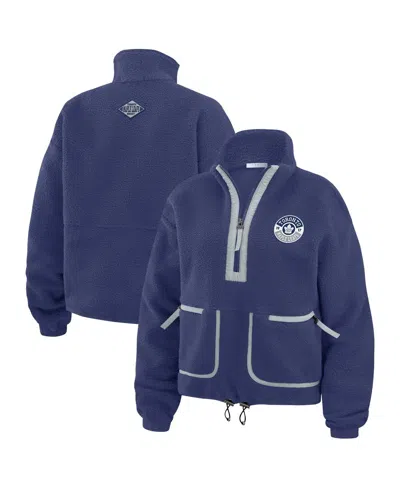 WEAR BY ERIN ANDREWS WOMEN'S BLUE TORONTO MAPLE LEAVES POLAR FLEECE HALF-ZIP JACKET