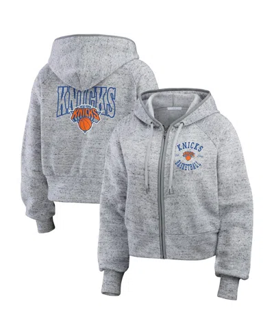 WEAR BY ERIN ANDREWS WOMEN'S HEATHER GRAY NEW YORK KNICKS SPECKLED RADIATOR FULL-ZIP HOODIE