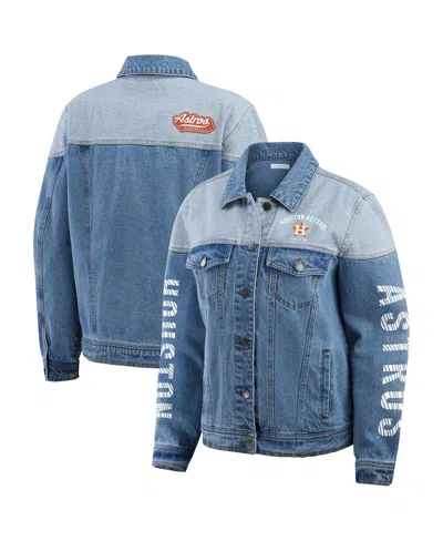 WEAR BY ERIN ANDREWS WOMEN'S HOUSTON ASTROS FULL-BUTTON DENIM JACKET