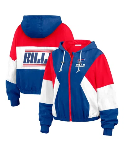WEAR BY ERIN ANDREWS WOMEN'S ROYAL BUFFALO BILLS COLOR BLOCK FULL-ZIP WINDBREAKER JACKET