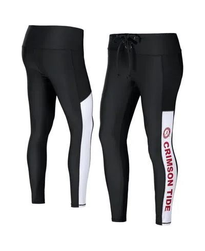WEAR BY ERIN ANDREWS WOMEN'S WEAR BY ERIN ANDREWS BLACK ALABAMA CRIMSON TIDE RIB KNIT LEGGINGS