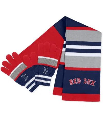 WEAR BY ERIN ANDREWS WOMEN'S WEAR BY ERIN ANDREWS BOSTON RED SOX STRIPE GLOVE AND SCARF SET