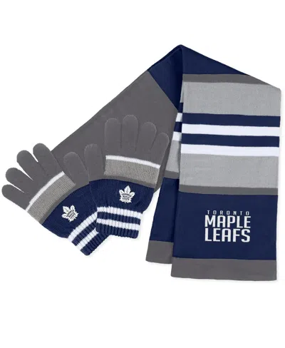 WEAR BY ERIN ANDREWS WOMEN'S WEAR BY ERIN ANDREWS TORONTO MAPLE LEAFS STRIPE GLOVE AND SCARF SET