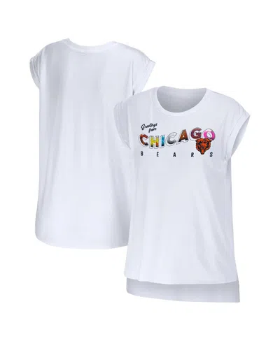 WEAR BY ERIN ANDREWS WOMEN'S WEAR BY ERIN ANDREWS WHITE CHICAGO BEARS GREETINGS FROM MUSCLE T-SHIRT