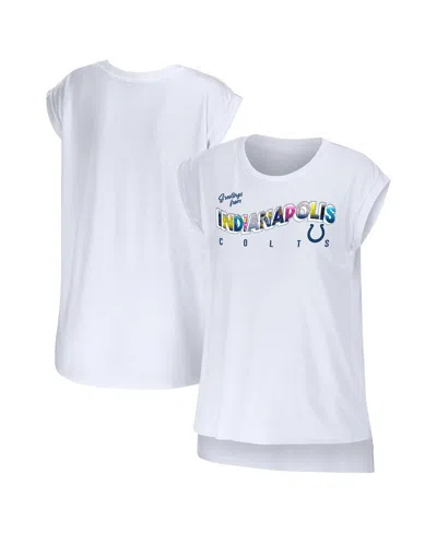 WEAR BY ERIN ANDREWS WOMEN'S WEAR BY ERIN ANDREWS WHITE INDIANAPOLIS COLTS GREETINGS FROM MUSCLE T-SHIRT