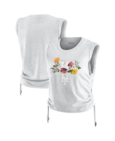 WEAR BY ERIN ANDREWS WOMEN'SÂ HEATHER GRAY NEW YORK METS CINCHED TANK TOP