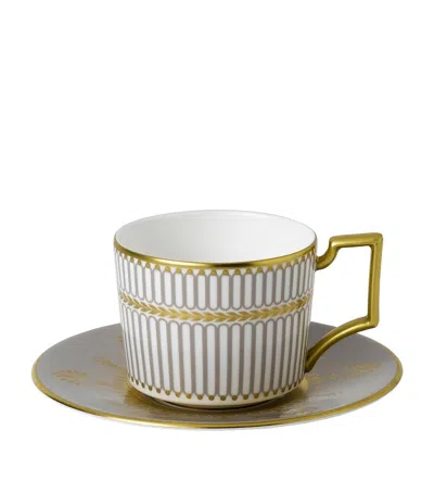 WEDGWOOD ANTHEMION GREY ESPRESSO CUP AND SAUCER