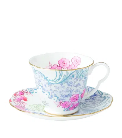 WEDGWOOD BUTTERFLY BLOOM TEACUP AND SAUCER