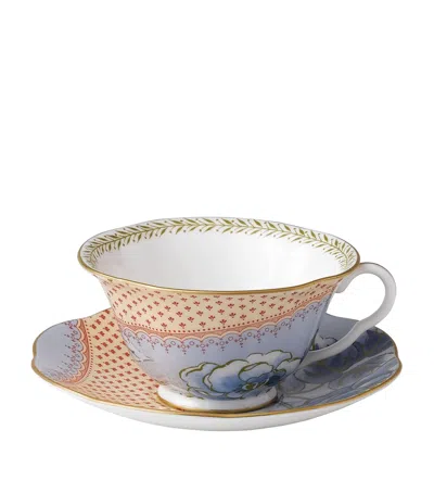 WEDGWOOD BUTTERFLY BLOOM TEACUP AND SAUCER