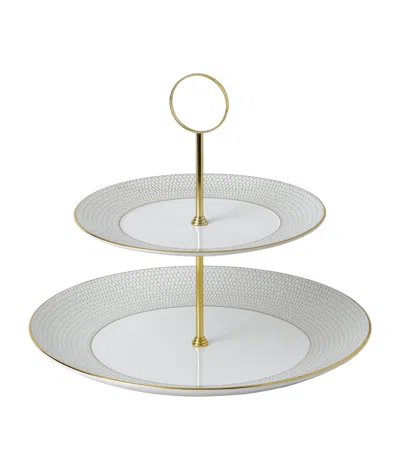 WEDGWOOD GIO GOLD 2-TIER CAKE STAND